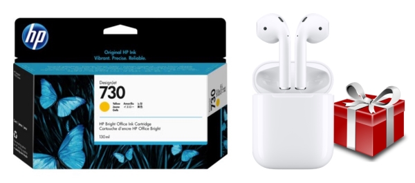 При покупке оригинальных картриджей HP на сумму от 350 000 рублей - Apple AirPods в подарок!